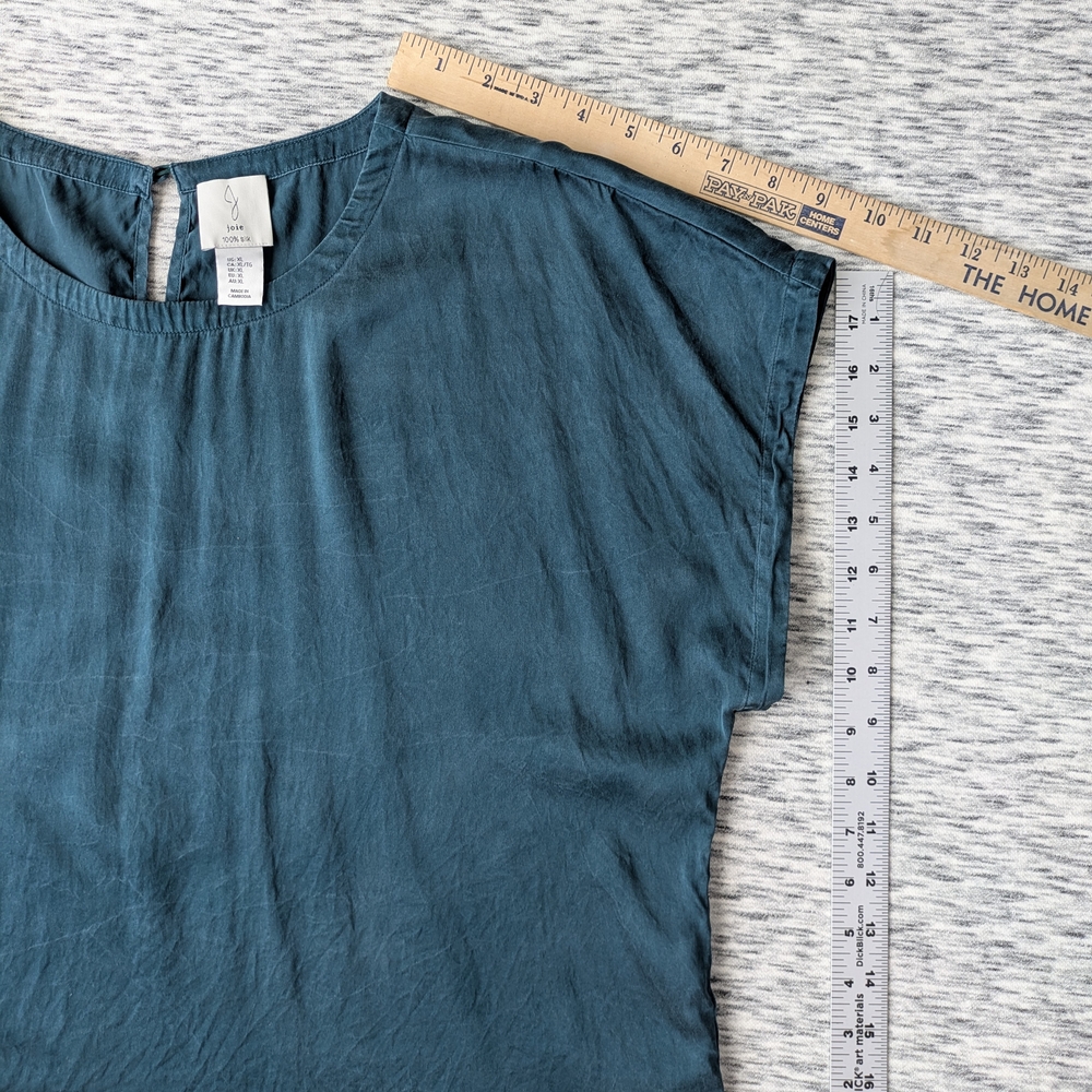 Deep Teal Silk Women's Top Buttery Soft Sz XL - Picture 4 of 11